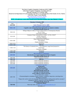 1 The Slavic Cognitive Linguistics Conference (SCLC