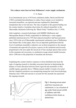 Fire reduces water harvest from Melbourne`s water supply