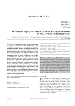 The impact of players` motor skills on match performance in top
