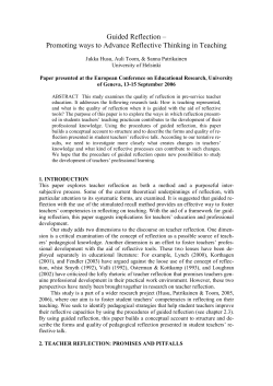 Forms of reflection in stimulated recall interviews and in reflective