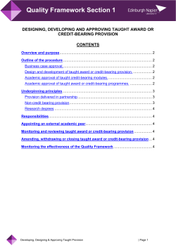Quality Framework Section 1: Designing