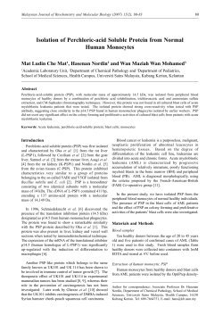 Isolation of Perchloric-acid Soluble Protein from - UM E