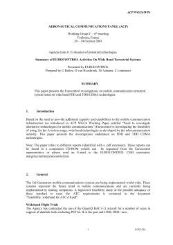 Summary of EUROCONTROL activities on wide band