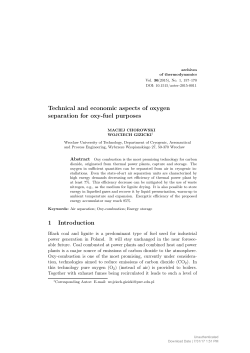 Technical and economic aspects of oxygen separation