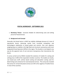 POSTAL WORKSHOP - SEPTEMBER 2015