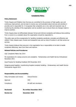 Complaints Policy - Healthcare Professionals