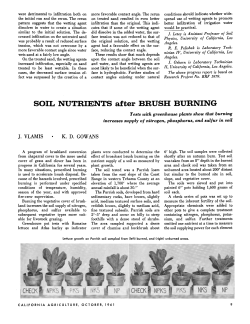 SOIL NUTRIENTS after BRUSH BURNING Tests with