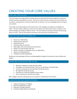 CREATING YOUR CORE VALUES