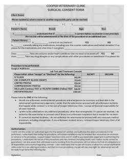 Surgery consent form - Cooper Veterinary Hospital