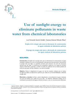 Use of sunlight energy to eliminate pollutants in waste water from