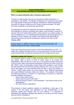 From Enterprise Idea to Business Opportunity