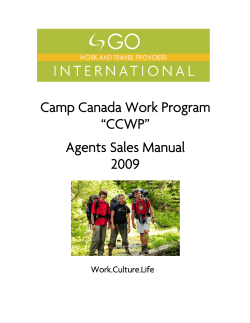 Camp Canada Work Program “CCWP” Agents Sales Manual 2009