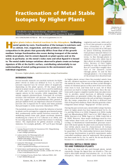 Fractionation of Metal Stable Isotopes by Higher Plants