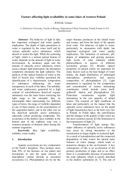 Factors affecting light availability in some lakes of western Poland