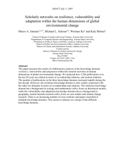 Scholarly networks on resilience, vulnerability and