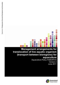 Management arrangements for translocation of live aquatic