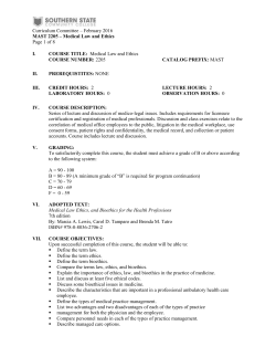 Medical Law and Ethics