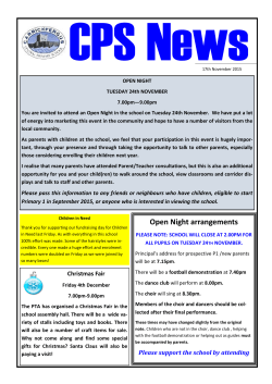 Open Night arrangements - Carrickfergus Central Primary School