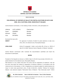 for approval of contents of ballot for partial elections on date june