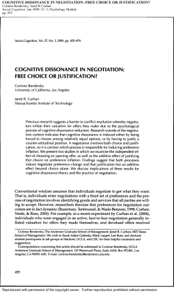 COGNITIVE DISSONANCE IN NEGOTIATION: FREE CHOICE OR