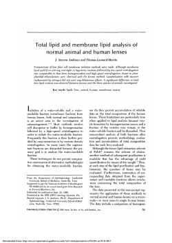 Total lipid and membrane lipid analysis of normal animal and