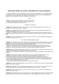 Executive Order on cocoa, chocolate and vecao products