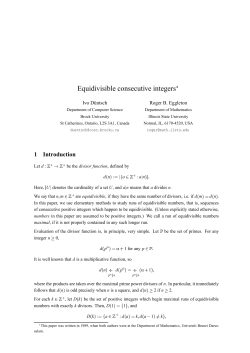 Let d : бгве дж бзв be the divisor function, defined by d&uml;n&copy; : a бв