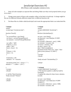JavaScript Exercises #2 All of these code examples contain errors. 1