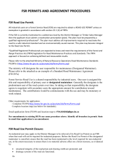 FSR Permits and Agreements - Ministry of Forests, Lands and