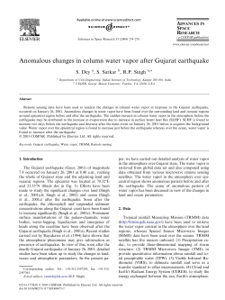 Anomalous changes in column water vapor after Gujarat earthquake