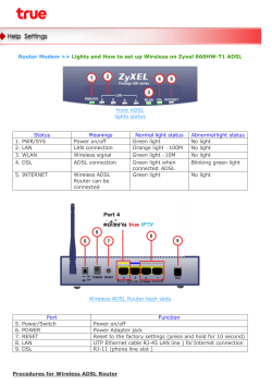 Router Modem >> Lights and How to set up Wireless on Zyxel
