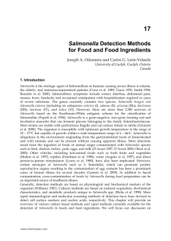 Salmonella Detection Methods for Food and Food Ingredients
