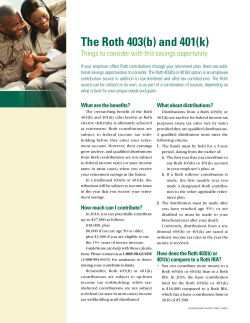 The Roth 403(b) and 401(k)