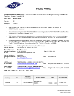 TDS Public Notice 2015-5 Wingate, IN