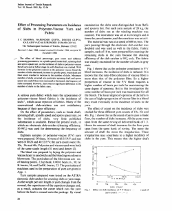 Effect of Processing Parameters on Incidence of Slubs in