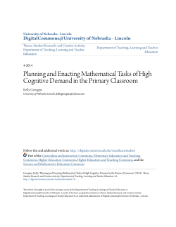 Planning and Enacting Mathematical Tasks of High Cognitive