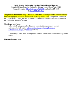 APA Quick Help for Nursing Materials - rev. 10/23/09