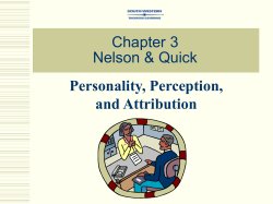 Personality, Perception, and Attribution The Environment