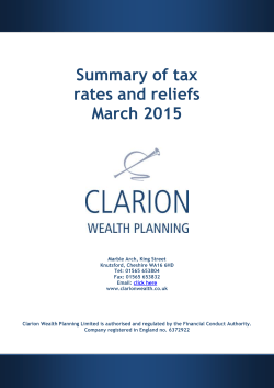 Summary of tax rates and reliefs March 2015