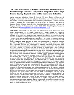 (ERT) for Infantile Pompe&acute;s disease: Comparative perspective from