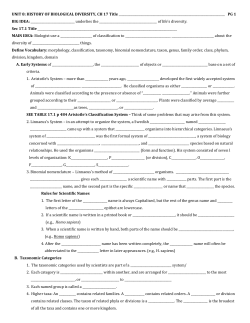 UNIT 8: HISTORY OF BIOLOGICAL DIVERSITY, CH 17 Title PG 1