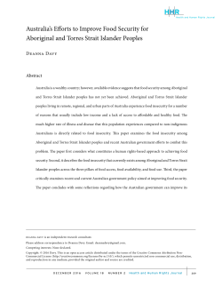 Australia`s Efforts to Improve Food Security for Aboriginal and Torres