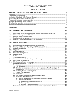 CPA CODE OF PROFESSIONAL CONDUCT CPABC Code