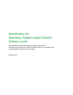 Operating Theatre Insight Solution (Classic) Technical Specification