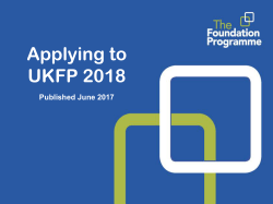Applying to UKFP 2018 - The Foundation Programme