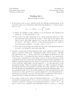 Problem Set 1 Due in Class on 2/10