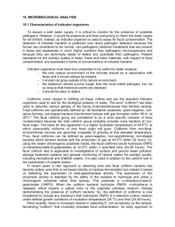 10. MICROBIOLOGICAL ANALYSIS 10.1 Characteristics of indicator