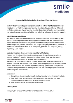 Community Mediation Skills &ndash; Overview of Training Course Conflict