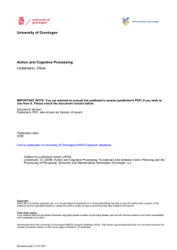 University of Groningen Action and Cognitive Processing