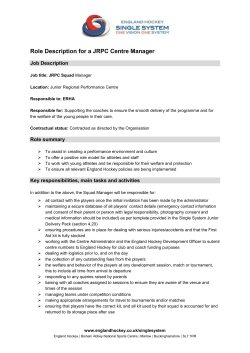 Role Description for a JRPC Centre Manager